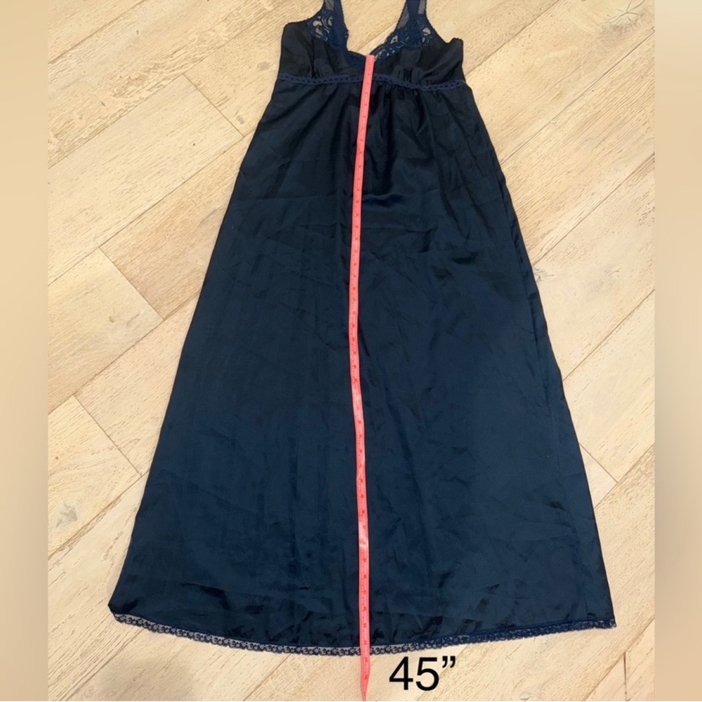 Christian Dior Lingerie 70’s 80's Sapphire Navy Lace Night Gown Slip Dress small - Picture 6 of 11